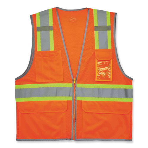Glowear 8246z Class 2 Two-tone Mesh Reflective Binding Zipper Vest, Polyester, Small/med, Orange, Ships In 1-3 Business Days