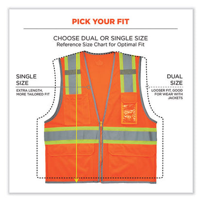 Glowear 8246z Class 2 Two-tone Mesh Reflective Binding Zipper Vest, Polyester, Small/med, Orange, Ships In 1-3 Business Days