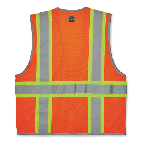 Glowear 8246z Class 2 Two-tone Mesh Reflective Binding Zipper Vest, Polyester, Small/med, Orange, Ships In 1-3 Business Days