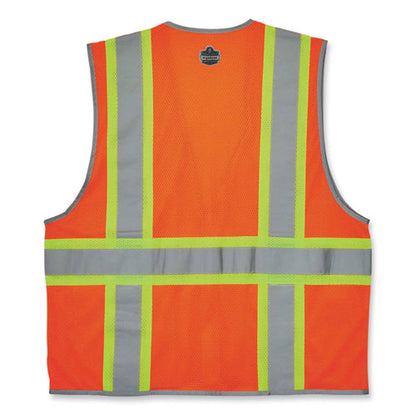 Glowear 8246z Class 2 Two-tone Mesh Reflective Binding Zipper Vest, Polyester, Small/med, Orange, Ships In 1-3 Business Days