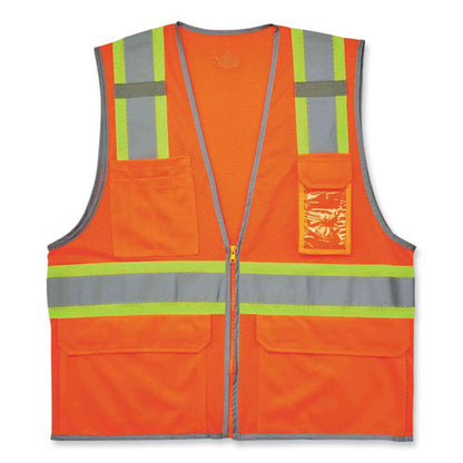 Glowear 8246z Class 2 Two-tone Mesh Reflective Binding Zipper Vest, Polyester, Large/xl, Orange, Ships In 1-3 Business Days