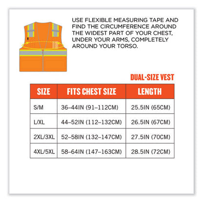 Glowear 8246z Class 2 Two-tone Mesh Reflective Binding Zipper Vest, Polyester, Large/xl, Orange, Ships In 1-3 Business Days