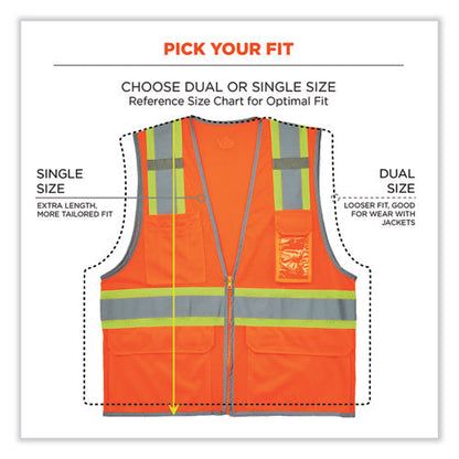 Glowear 8246z Class 2 Two-tone Mesh Reflective Binding Zipper Vest, Polyester, 2xl/3xl, Orange, Ships In 1-3 Business Days