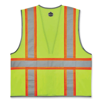 Glowear 8246z Class 2 Two-tone Mesh Reflective Binding Zipper Vest, Polyester, Small/medium, Lime, Ships In 1-3 Business Days