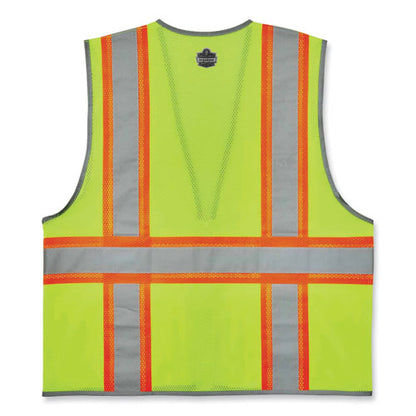 Glowear 8246z Class 2 Two-tone Mesh Reflective Binding Zipper Vest, Polyester, Large/xl, Lime, Ships In 1-3 Business Days