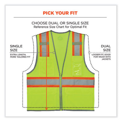 Glowear 8246z Class 2 Two-tone Mesh Reflective Binding Zipper Vest, Polyester, Large/xl, Lime, Ships In 1-3 Business Days
