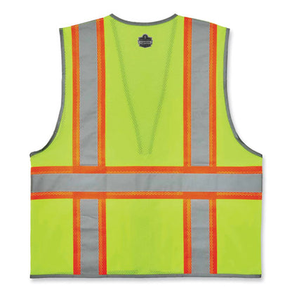 Glowear 8246z Class 2 Two-tone Mesh Reflective Binding Zipper Vest, Polyester, 2x-large/3xl, Lime, Ships In 1-3 Business Days