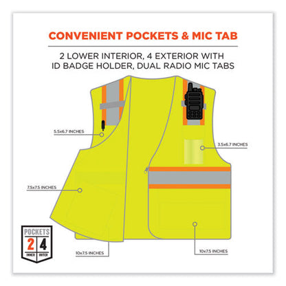 Glowear 8246z Class 2 Two-tone Mesh Reflective Binding Zipper Vest, Polyester, 2x-large/3xl, Lime, Ships In 1-3 Business Days