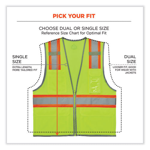 Glowear 8246z Class 2 Two-tone Mesh Reflective Binding Zipper Vest, Polyester, 2x-large/3xl, Lime, Ships In 1-3 Business Days