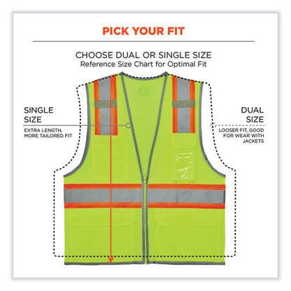 Glowear 8246z Class 2 Two-tone Mesh Reflective Binding Zipper Vest, Polyester, 2x-large/3xl, Lime, Ships In 1-3 Business Days