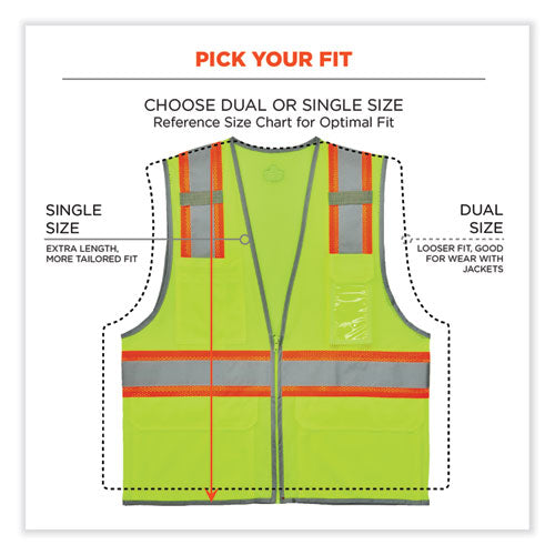 Glowear 8246z Class 2 Two-tone Mesh Reflective Binding Zipper Vest, Polyester, 4x-large/5xl, Lime, Ships In 1-3 Business Days