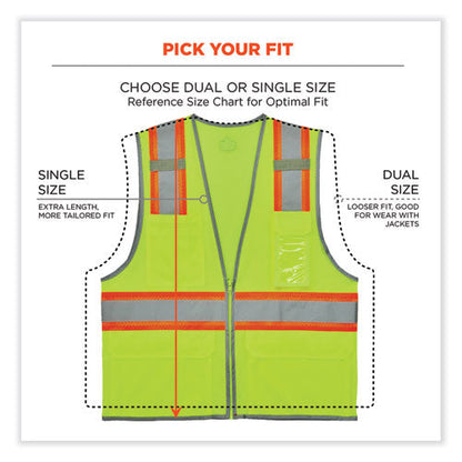 Glowear 8246z Class 2 Two-tone Mesh Reflective Binding Zipper Vest, Polyester, 4x-large/5xl, Lime, Ships In 1-3 Business Days
