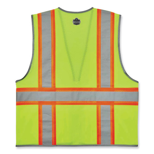 Glowear 8246z Class 2 Two-tone Mesh Reflective Binding Zipper Vest, Polyester, 4x-large/5xl, Lime, Ships In 1-3 Business Days