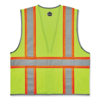 Glowear 8246z Class 2 Two-tone Mesh Reflective Binding Zipper Vest, Polyester, 4x-large/5xl, Lime, Ships In 1-3 Business Days