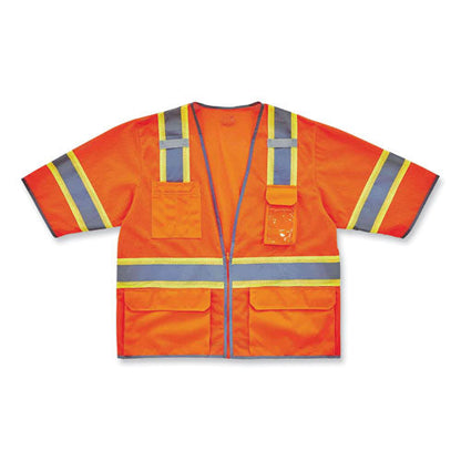 Glowear 8346z Class 3 Two-tone Hi-vis Surveyor Zipper Vest, Large/x-large, Orange, Ships In 1-3 Business Days