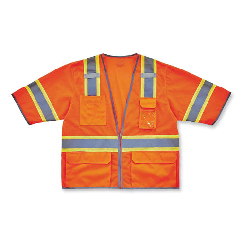 Glowear 8346z Class 3 Two-tone Hi-vis Surveyor Zipper Vest, 4x-large/5x-large, Orange, Ships In 1-3 Business Days