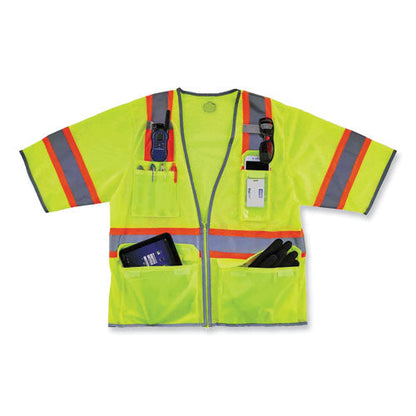 Glowear 8346z Class 3 Two-tone Hi-vis Surveyor Zipper Vest, Small/medium, Lime, Ships In 1-3 Business Days