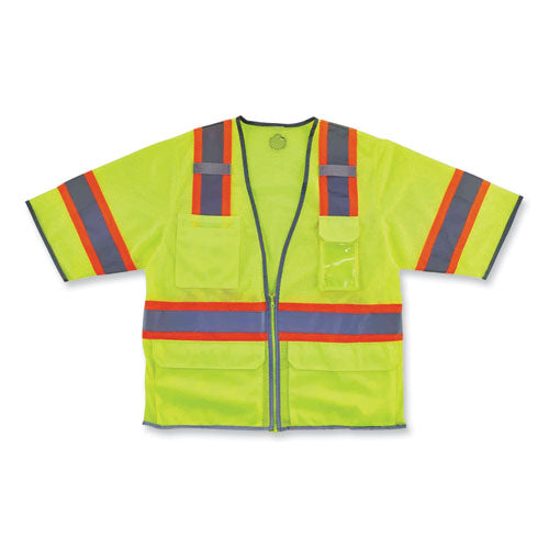Glowear 8346z Class 3 Two-tone Hi-vis Surveyor Zipper Vest, 2x-large/3x-large, Lime, Ships In 1-3 Business Days