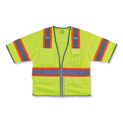 Glowear 8346z Class 3 Two-tone Hi-vis Surveyor Zipper Vest, 2x-large/3x-large, Lime, Ships In 1-3 Business Days