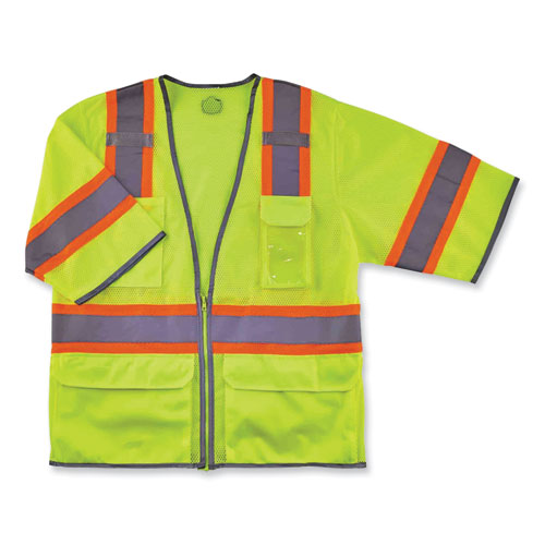Glowear 8346z Class 3 Two-tone Hi-vis Surveyor Zipper Vest, 4x-large/5x-large, Lime, Ships In 1-3 Business Days