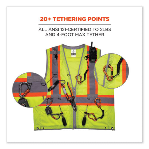 Glowear 8231tvk Class 2 Hi-vis Tool Tethering Safety Vest Kit, Polyester, Large/x-large, Lime, Ships In 1-3 Business Days