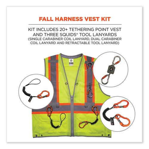 Glowear 8231tvk Class 2 Hi-vis Tool Tethering Safety Vest Kit, Polyester, 2x-large/3x-large, Lime, Ships In 1-3 Business Days