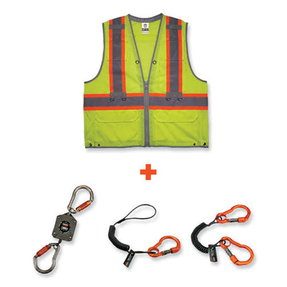 Glowear 8231tvk Class 2 Hi-vis Tool Tethering Safety Vest Kit, Polyester, 4x-large/5x-large, Lime, Ships In 1-3 Business Days