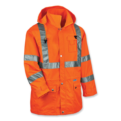 Glowear 8365 Class 3 Hi-vis Rain Jacket, Polyester, Small, Orange, Ships In 1-3 Business Days
