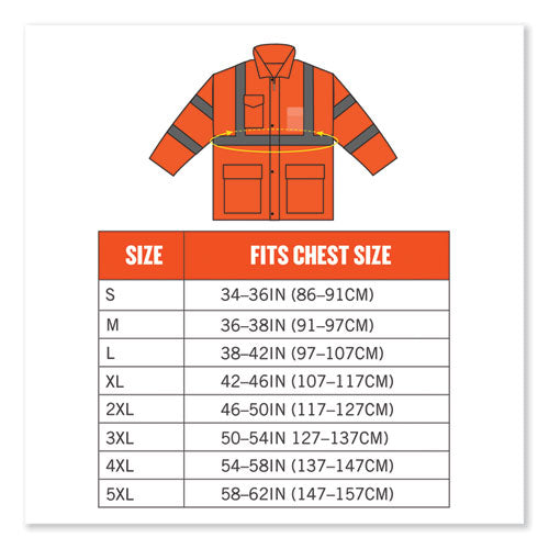 Glowear 8365 Class 3 Hi-vis Rain Jacket, Polyester, Small, Orange, Ships In 1-3 Business Days