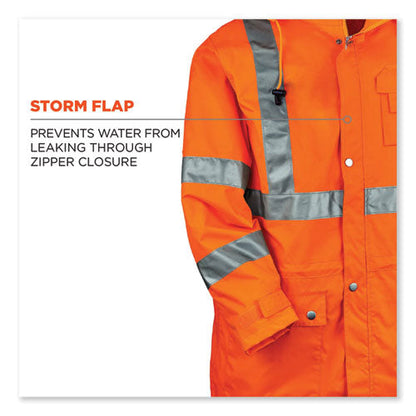 Glowear 8365 Class 3 Hi-vis Rain Jacket, Polyester, Small, Orange, Ships In 1-3 Business Days