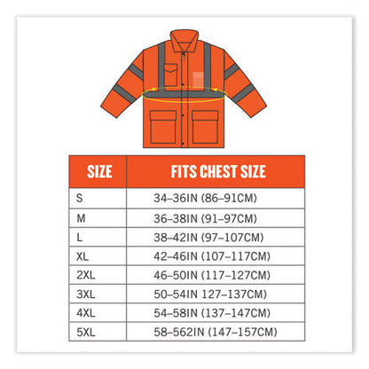 Glowear 8365 Class 3 Hi-vis Rain Jacket, Polyester, Large, Orange, Ships In 1-3 Business Days