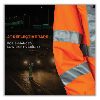 Glowear 8365 Class 3 Hi-vis Rain Jacket, Polyester, X-large, Orange, Ships In 1-3 Business Days