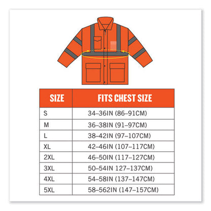 Glowear 8365 Class 3 Hi-vis Rain Jacket, Polyester, 2x-large, Orange, Ships In 1-3 Business Days