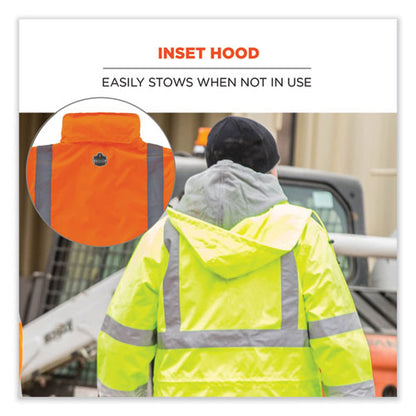 Glowear 8365 Class 3 Hi-vis Rain Jacket, Polyester, 2x-large, Orange, Ships In 1-3 Business Days