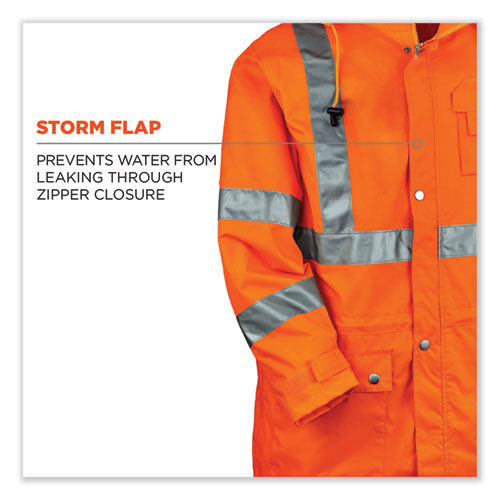 Glowear 8365 Class 3 Hi-vis Rain Jacket, Polyester, 5x-large, Orange, Ships In 1-3 Business Days