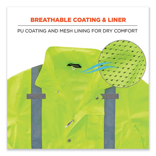 Glowear 8365 Class 3 Hi-vis Rain Jacket, Polyester, Small, Lime, Ships In 1-3 Business Days
