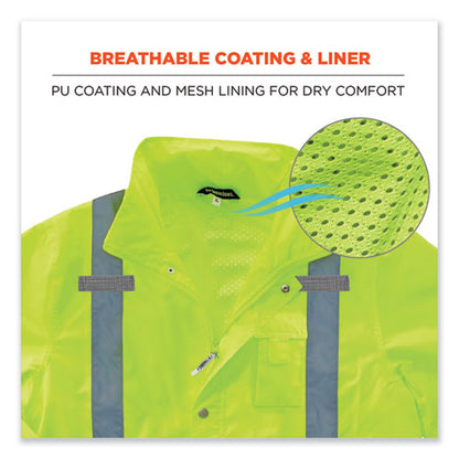 Glowear 8365 Class 3 Hi-vis Rain Jacket, Polyester, Small, Lime, Ships In 1-3 Business Days
