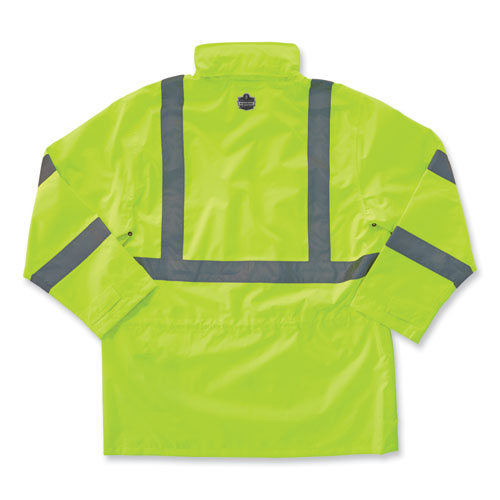 Glowear 8365 Class 3 Hi-vis Rain Jacket, Polyester, Small, Lime, Ships In 1-3 Business Days