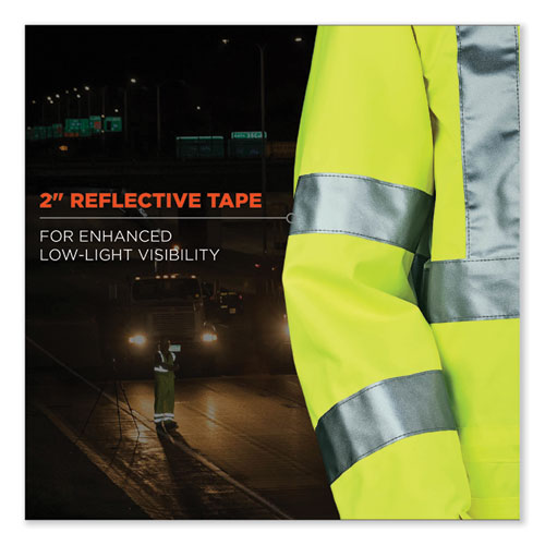 Glowear 8365 Class 3 Hi-vis Rain Jacket, Polyester, Medium, Lime, Ships In 1-3 Business Days
