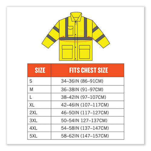 Glowear 8365 Class 3 Hi-vis Rain Jacket, Polyester, Large, Lime, Ships In 1-3 Business Days