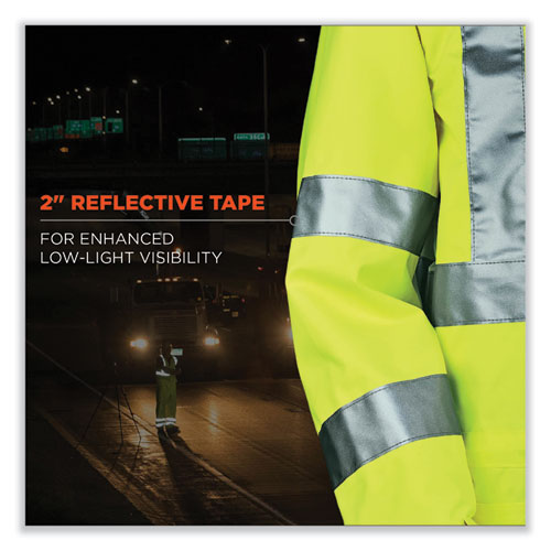 Glowear 8365 Class 3 Hi-vis Rain Jacket, Polyester, X-large, Lime, Ships In 1-3 Business Days