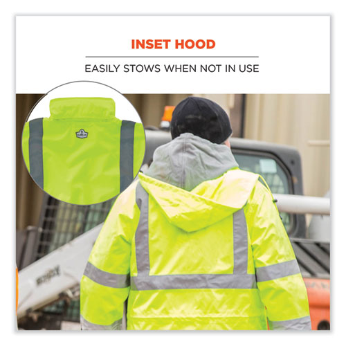 Glowear 8365 Class 3 Hi-vis Rain Jacket, Polyester, X-large, Lime, Ships In 1-3 Business Days