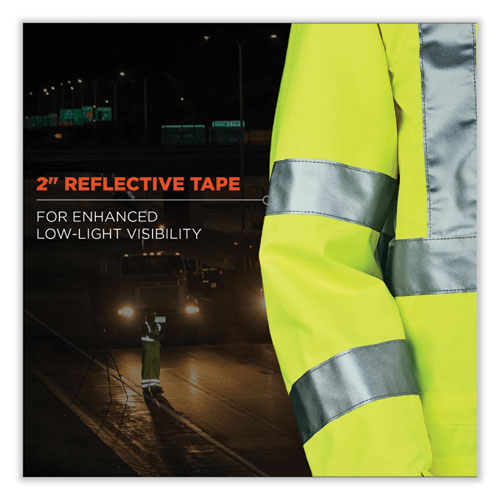 Glowear 8365 Class 3 Hi-vis Rain Jacket, Polyester, 3x-large, Lime, Ships In 1-3 Business Days