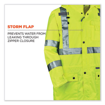 Glowear 8365 Class 3 Hi-vis Rain Jacket, Polyester, 3x-large, Lime, Ships In 1-3 Business Days