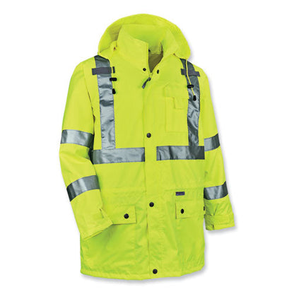 Glowear 8365 Class 3 Hi-vis Rain Jacket, Polyester, 4x-large, Lime, Ships In 1-3 Business Days