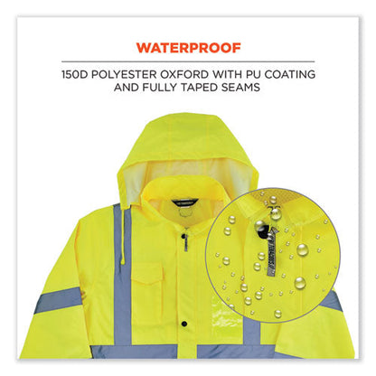 Glowear 8366 Class 3 Lightweight Hi-vis Rain Jacket, Polyester, Small, Lime, Ships In 1-3 Business Days