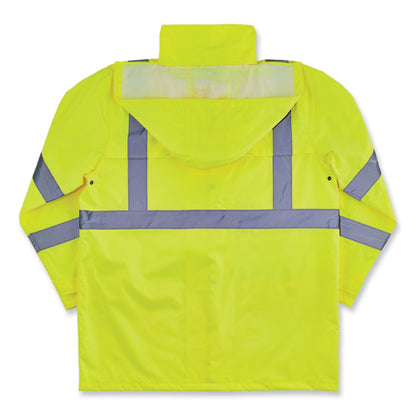 Glowear 8366 Class 3 Lightweight Hi-vis Rain Jacket, Polyester, Large, Lime, Ships In 1-3 Business Days