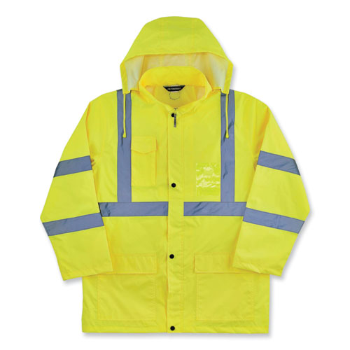 Glowear 8366 Class 3 Lightweight Hi-vis Rain Jacket, Polyester, X-large, Lime, Ships In 1-3 Business Days