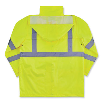 Glowear 8366 Class 3 Lightweight Hi-vis Rain Jacket, Polyester, X-large, Lime, Ships In 1-3 Business Days