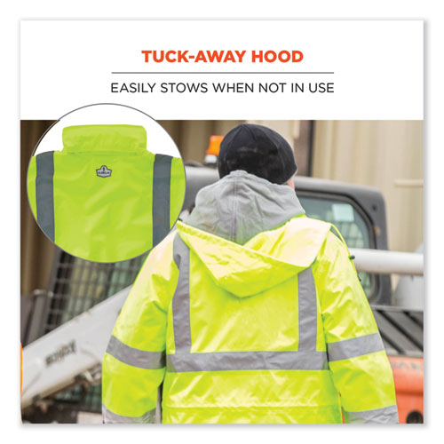 Glowear 8366 Class 3 Lightweight Hi-vis Rain Jacket, Polyester, X-large, Lime, Ships In 1-3 Business Days